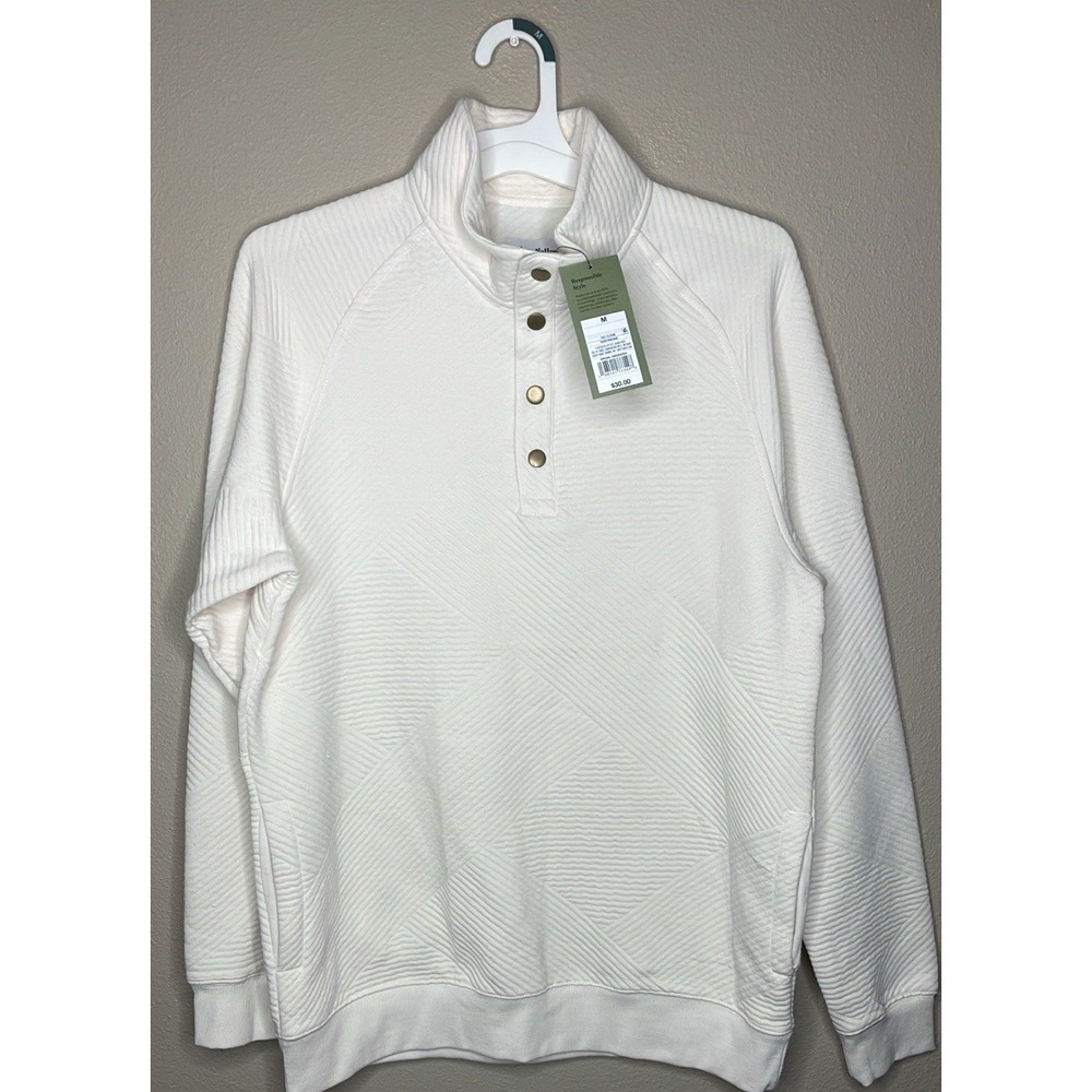 Goodfellow & Co Men's White Textured Pullover Sweater Button Detail Size M